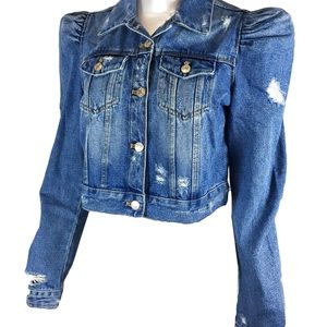 Zara Women’s Denim Jacket With Puff Sleeves